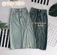 【L6511】高品质韩版牛仔高腰百搭裙子，露腿开叉设计，有口袋 ❤️❤️【A-R2-C1】