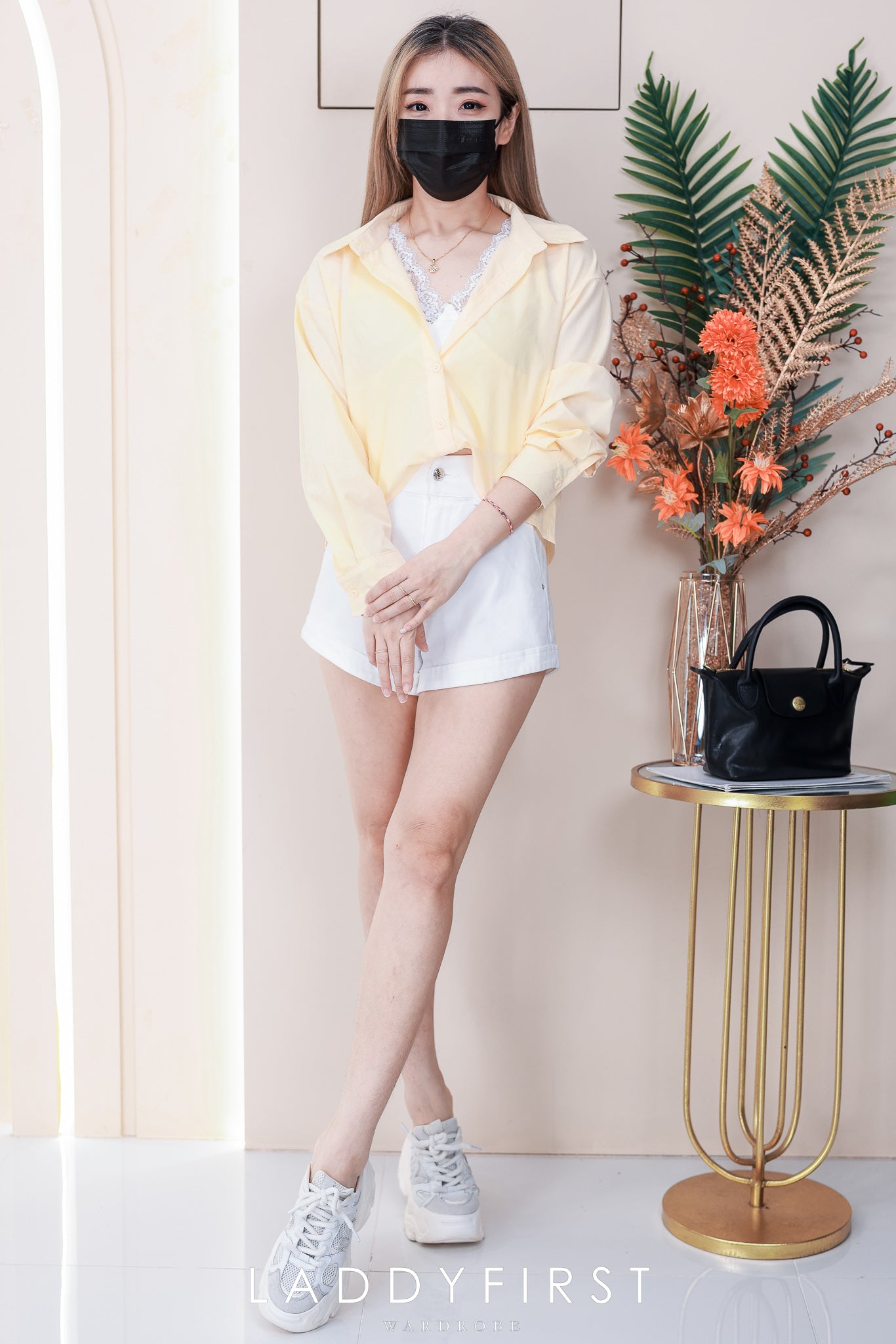 【T98352】高品质韩系假两件式前短后长长袖衬衫上衣 ❤❤