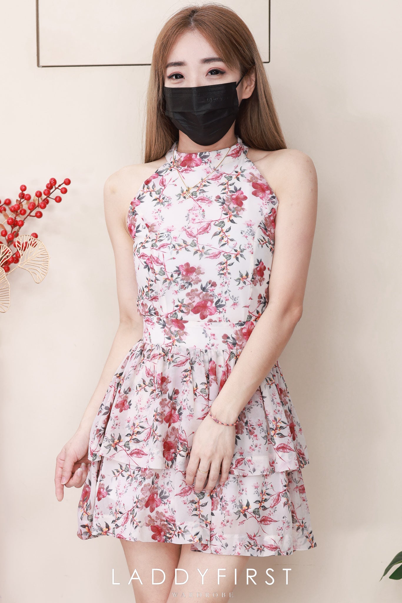 【SS8246831】高品质两件式雪纺碎花套装 雪纺碎花无袖上衣➕雪纺碎花蛋糕裙子，内层有里布短裤 ❤️❤️【B-R1-C5】