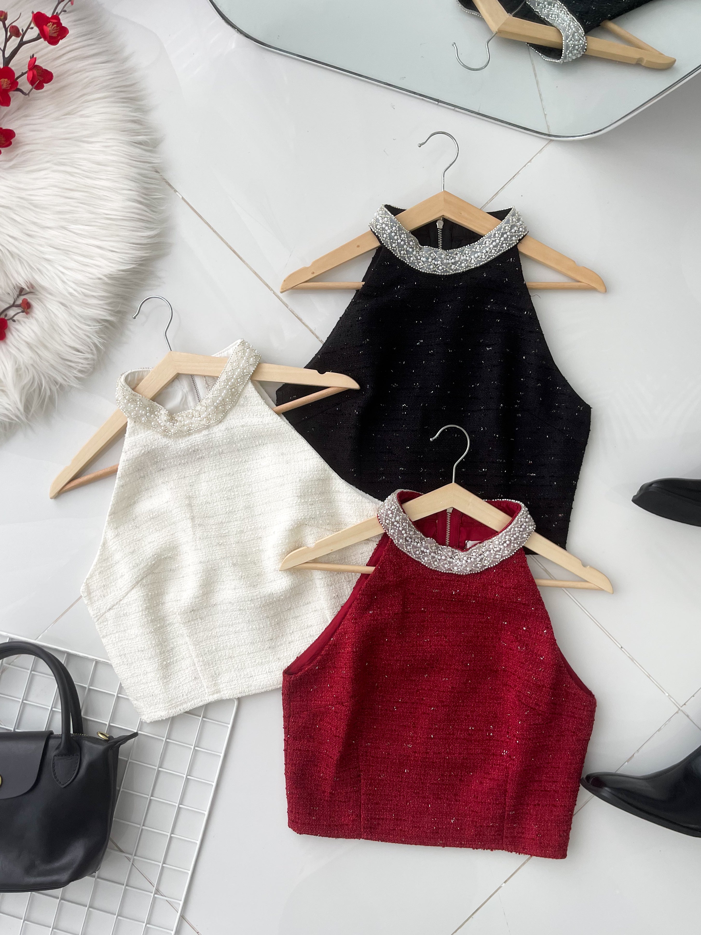 【T2745】高品质精致串珠小香风无袖上衣 ❤❤