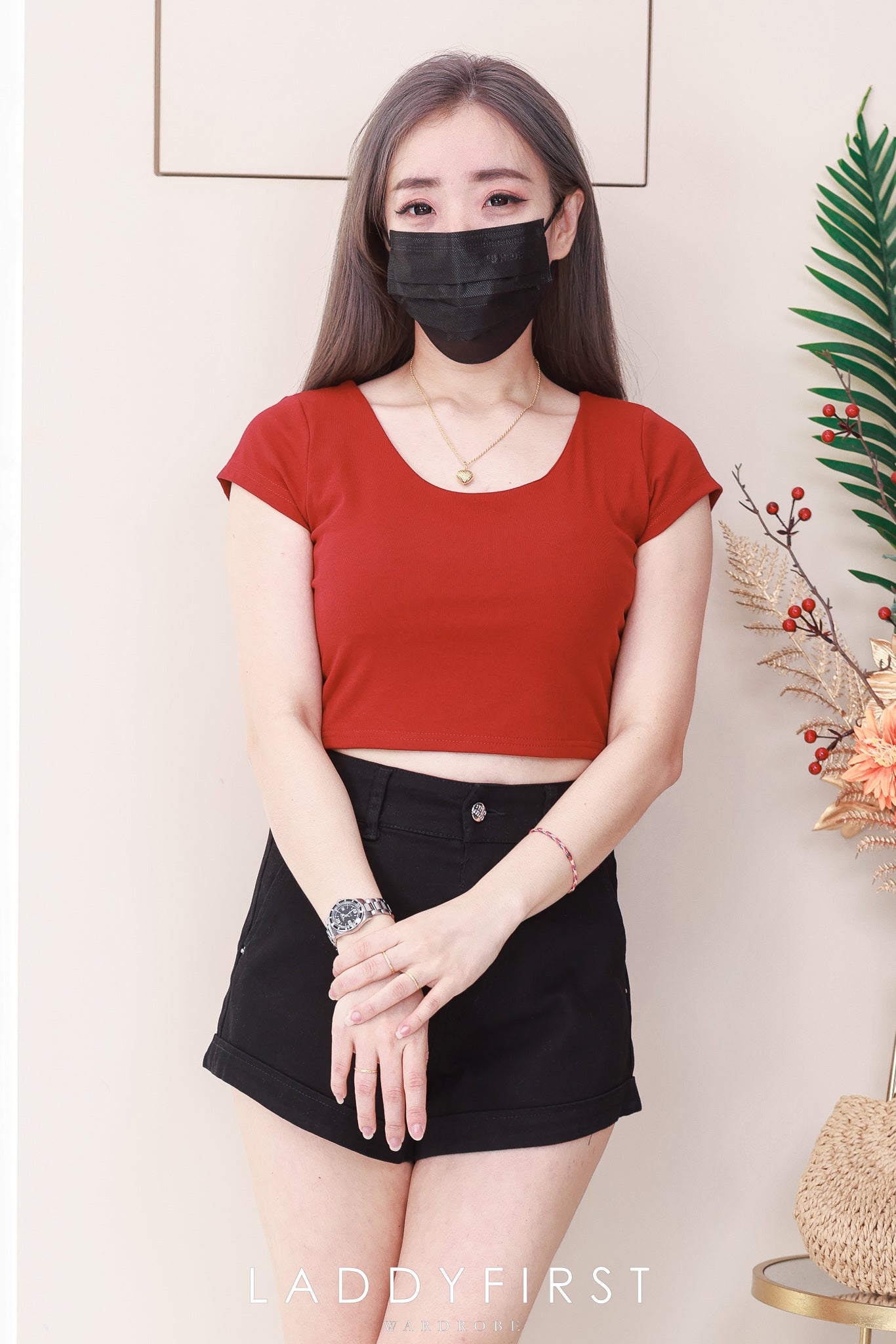 【T82200】高品质前双后单纯棉弹力带胸垫短版上衣 ❤❤