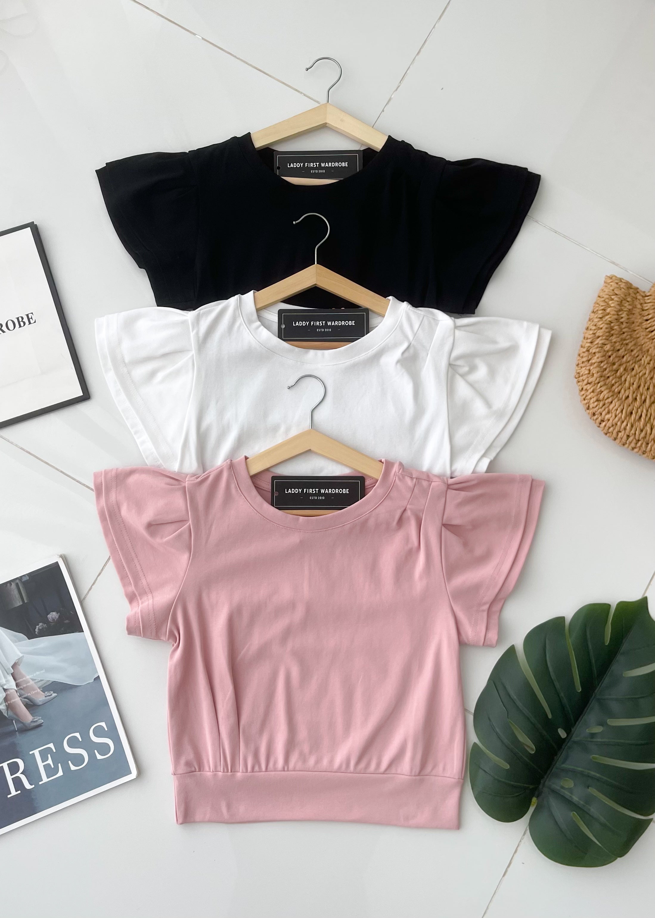 【T98665】高品质荷叶袖纯棉弹力百搭上衣 ❤❤