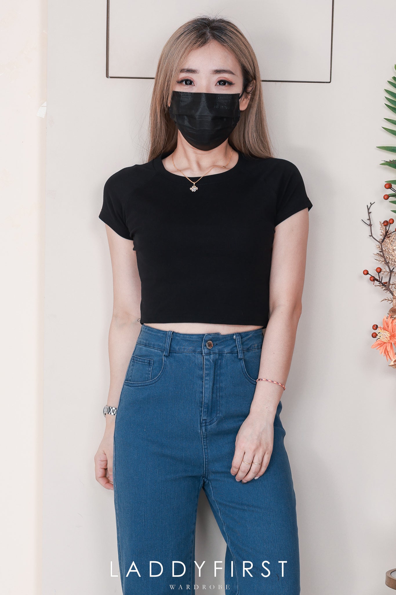 【L98655】独家爆款高品质COTTON JEANS牛仔弹力收口束脚高腰休闲百搭长裤，有口袋 ❤️❤️ #牛仔弹力面料【A-R3-C1】