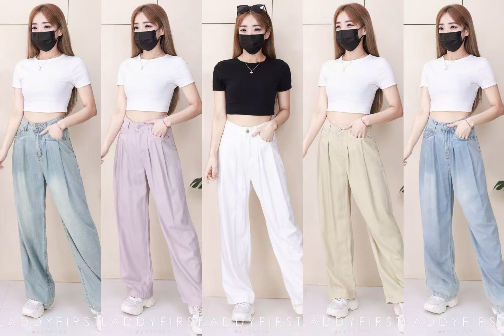 【L3580】高品质气质天丝牛仔直筒阔脚高腰百搭长裤，有口袋 ❤️❤️