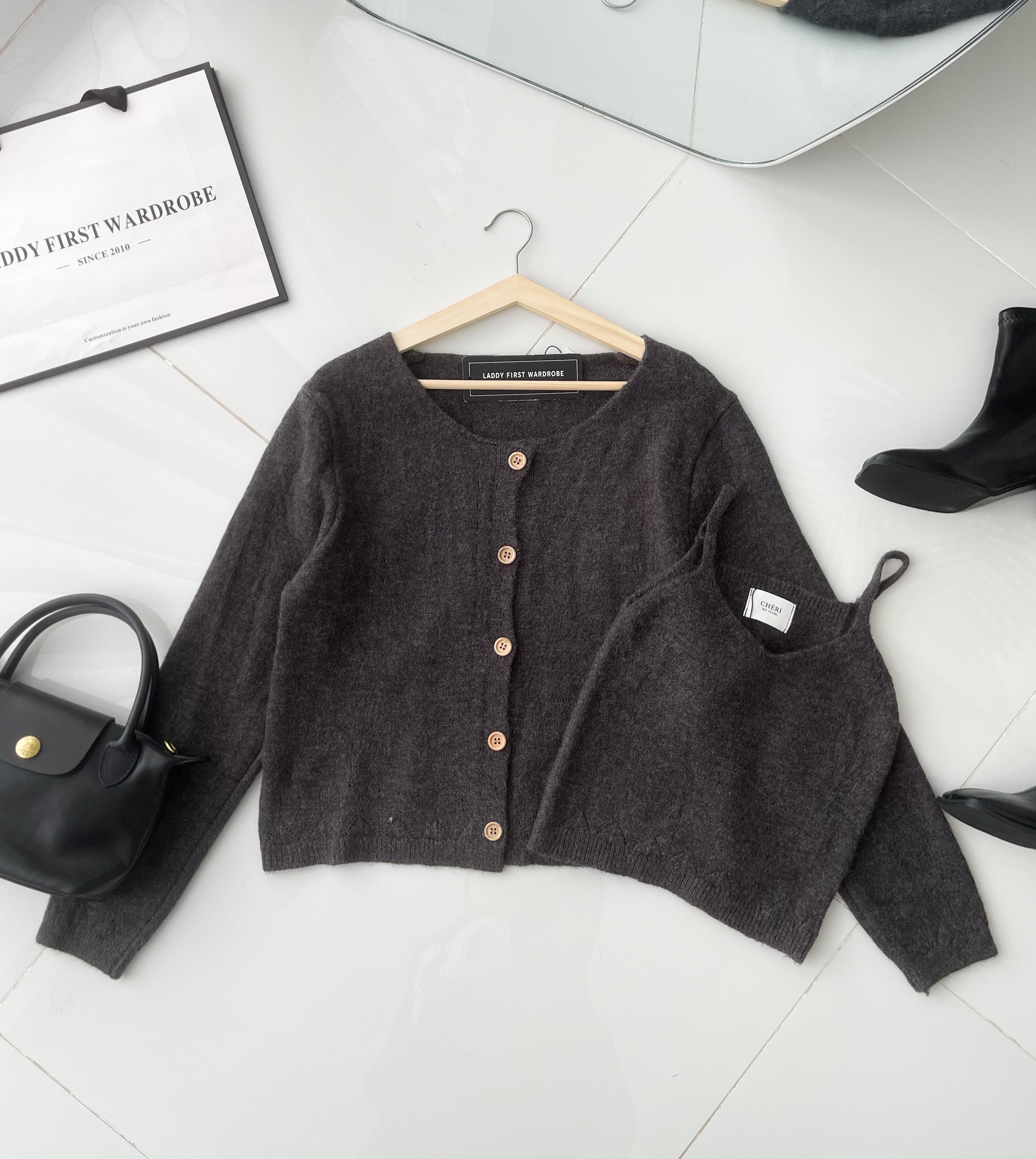 【T2668】高品质韩式宽松版简约穿搭毛绒针织长袖外套➕内搭上衣❤❤