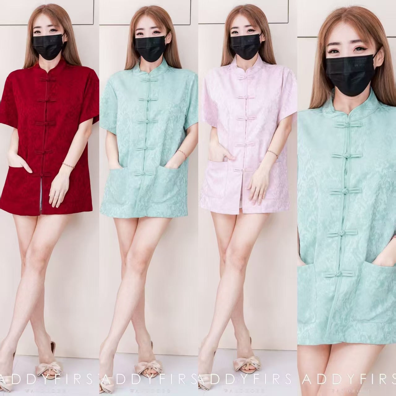 【T16966】高品质高端新中式国风男装唐装缎面旗袍上衣，有口袋 ❤❤