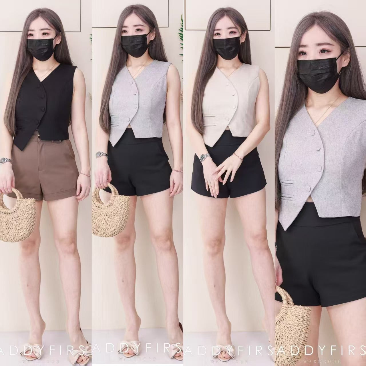 【T2229】高品质韩系简约时尚不规则设计马甲式上衣外套 ❤️❤️