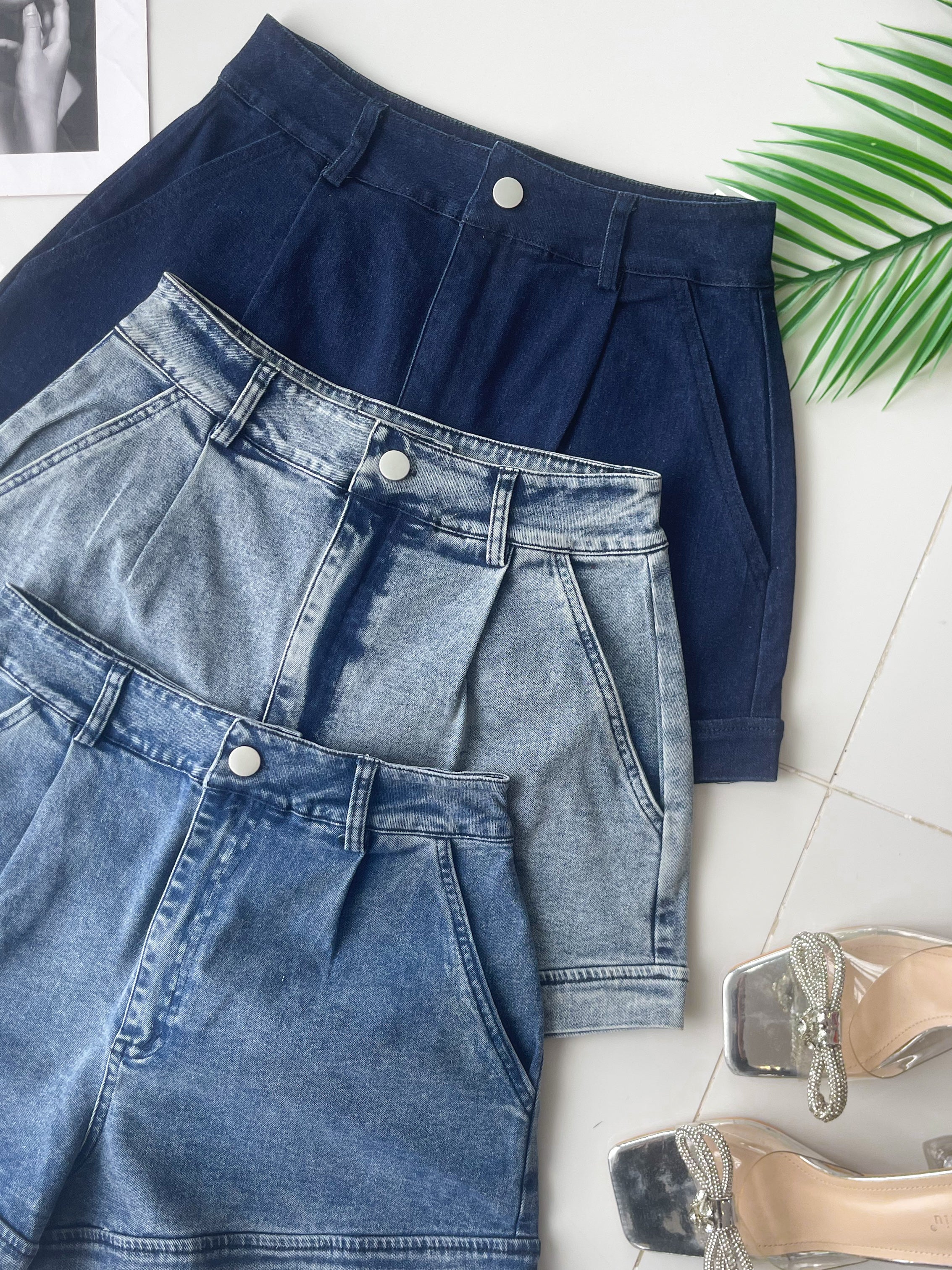 【S83101】高品质不包臀显瘦高腰简约日常COTTON JEANS牛仔百搭短裤，有口袋 ❤️❤️【D-R2-C1】