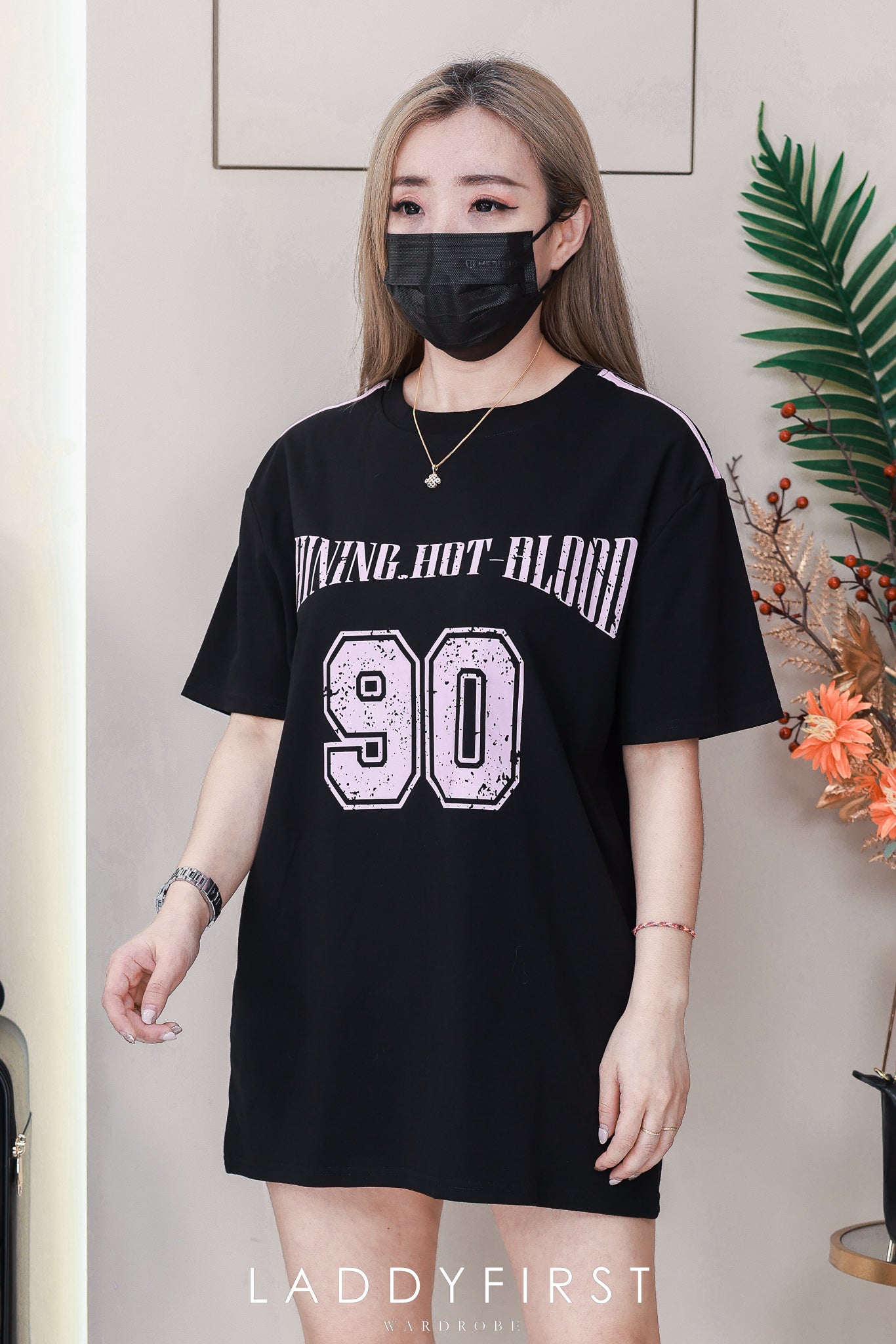 【T14262 / 9063 】高品质圆领90字母拉线设计OVERSIZED 上衣 ❤❤