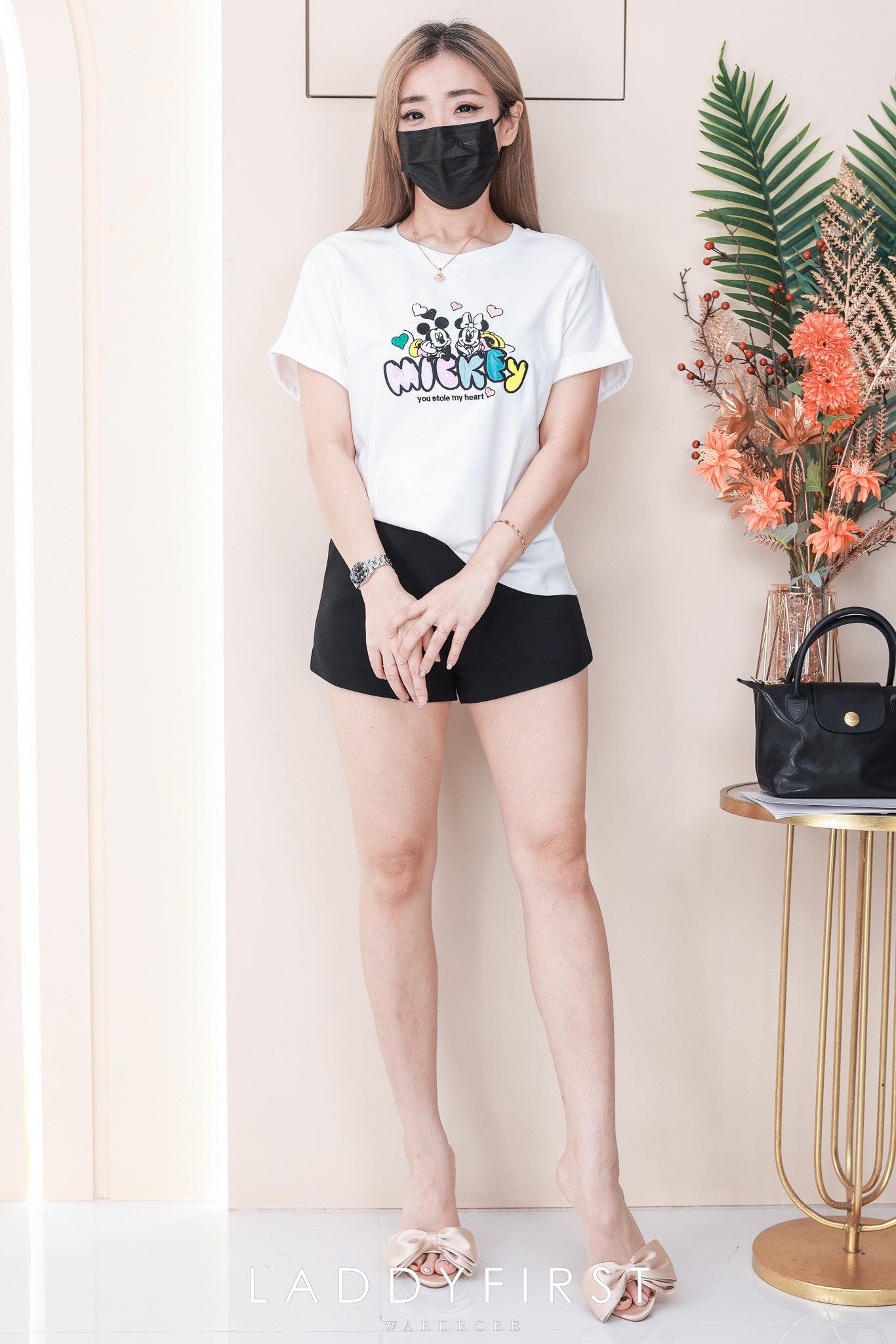 【T823319】高品质纯棉弹力宽松大版型米奇刺绣图简约日常百搭上衣 ❤️❤️