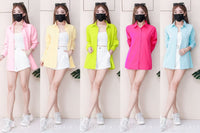 【T80340】＊订单不断＊ 独家爆款高品质韩式宽松版多巴胺色系翻领长袖西装衬衫上衣❤️【A-R1-C5】