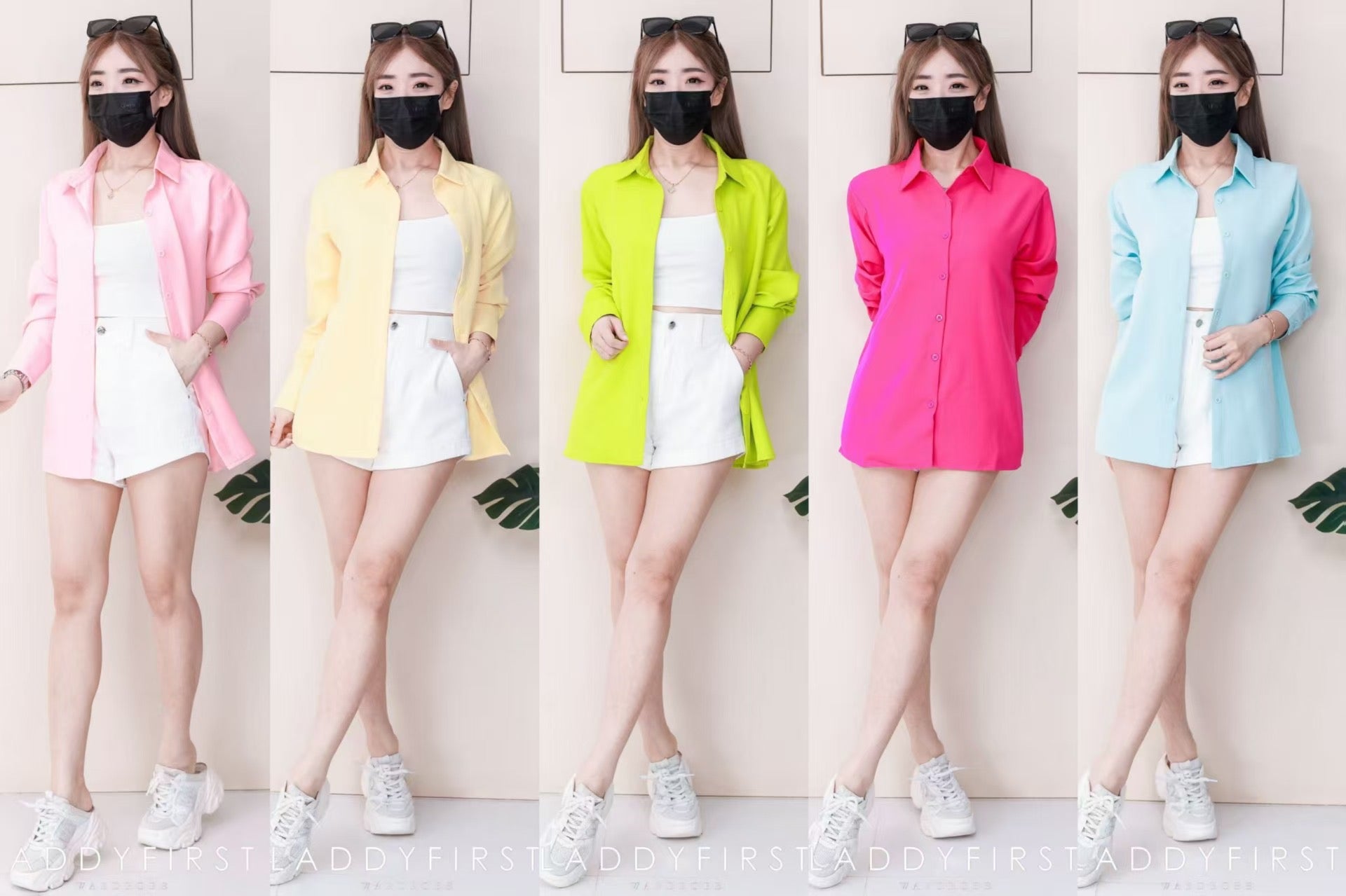 【T80340】＊订单不断＊ 独家爆款高品质韩式宽松版多巴胺色系翻领长袖西装衬衫上衣❤️【A-R1-C5】