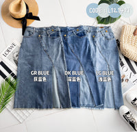 【L121417】高品质COTTON JEANS牛仔弹力韩系时尚开叉设计高腰裙子，有口袋 ❤️❤️ 【A-R1-C1】