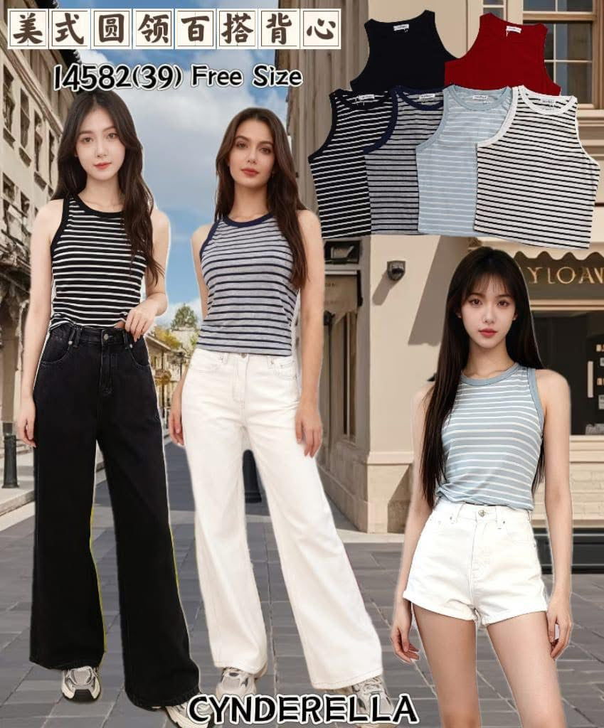 【T14582 / 9171】高品质纯棉弹力无袖百搭上衣 ❤️❤️