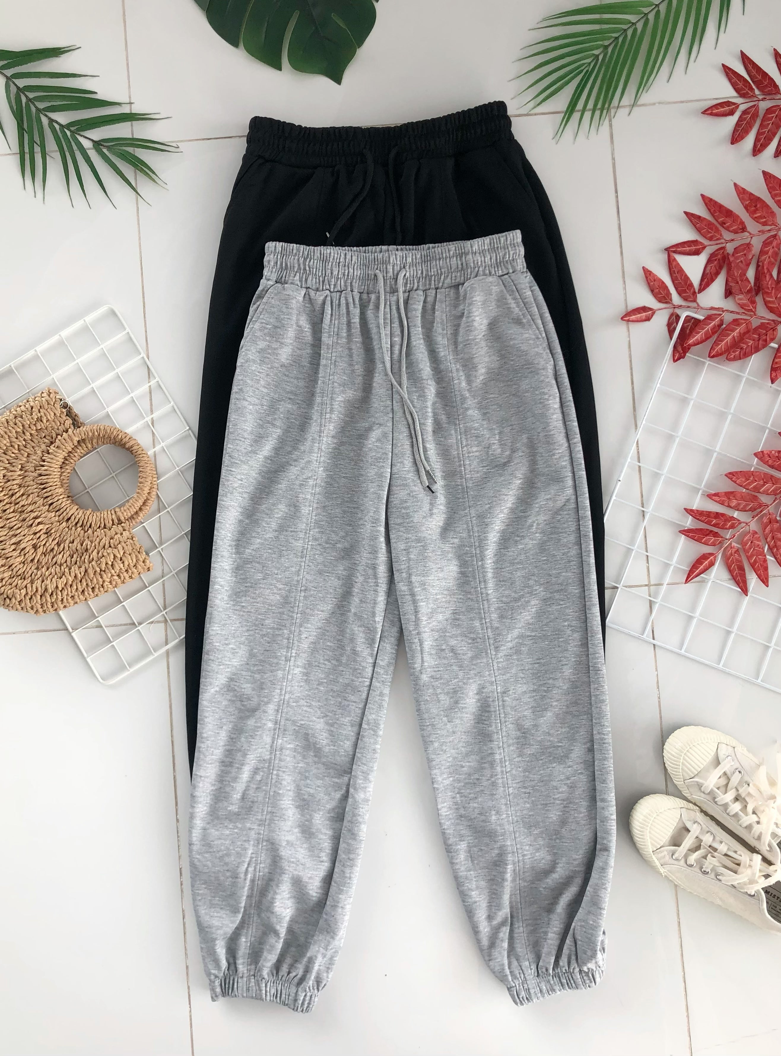 【L8817】高品质卫衣棉质松紧腰弹力休闲百搭运动长裤，有口袋 ❤❤ 【A-R1-C1】