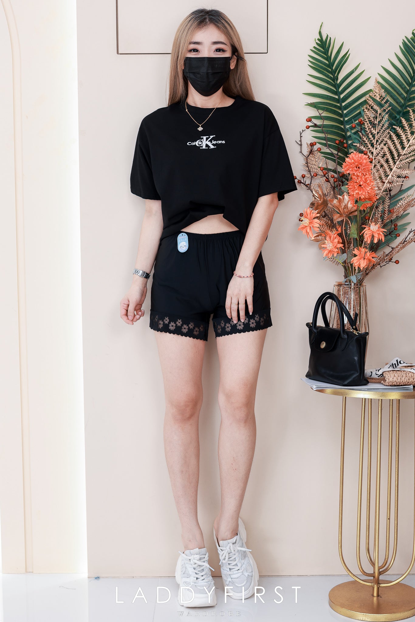 【O2088-8】CK高品质三件套男女同款圆领短袖CK刺绣Oversized 休闲上衣➕帽子➕袜子 ❤❤【A-RU1】