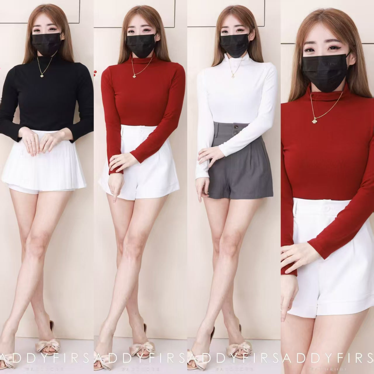 【T2701-1】⚡补货预订款⚡高品质纯棉弹力高领长袖简约百搭上衣 ❤️❤️