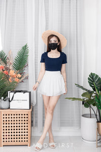 【T3338】独家爆款 ‼️方领短袖纯棉弹力百搭必备上衣【A-R1-C3】