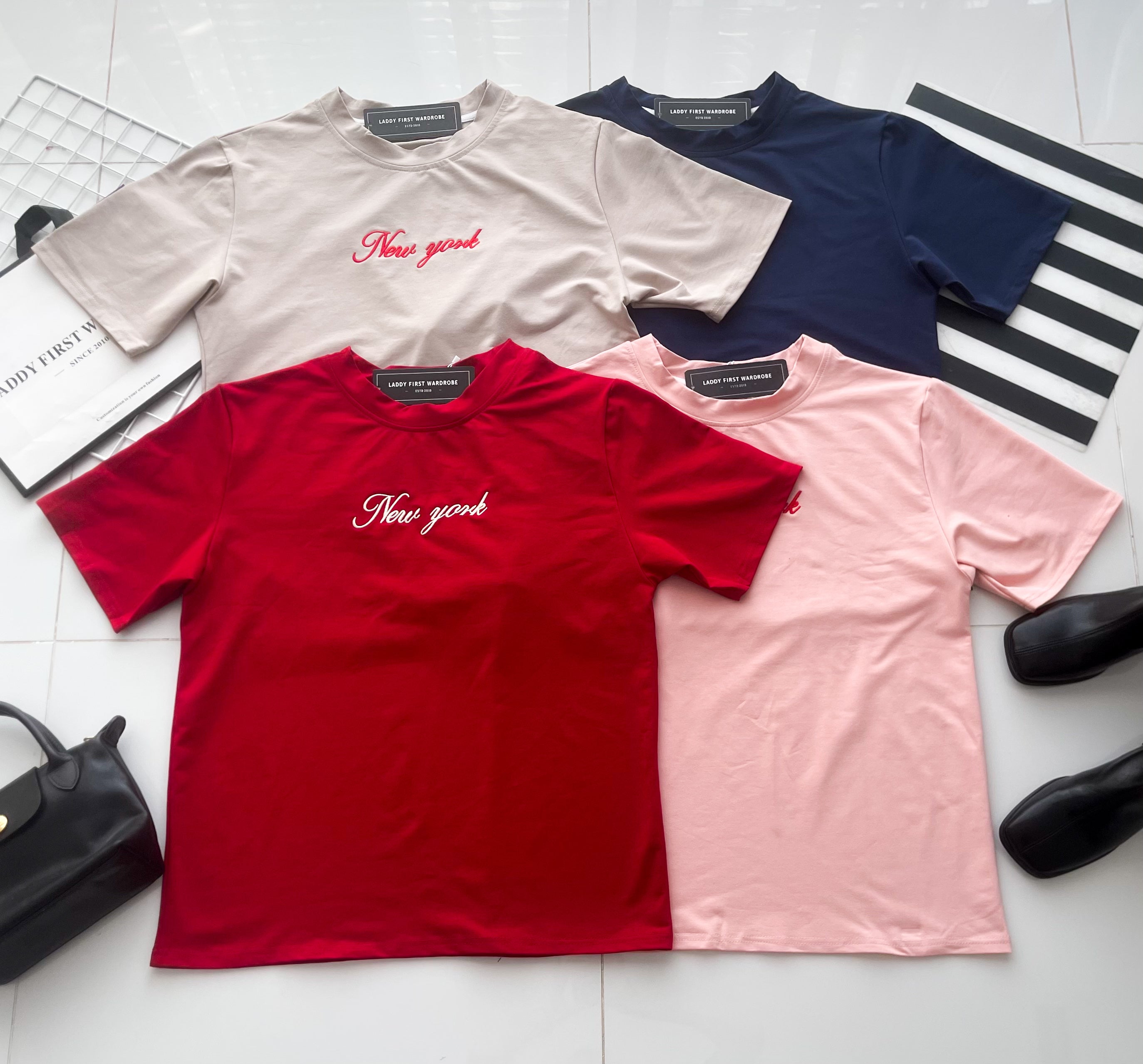 【T82997】高品质New york 刺绣宽松纯棉日常oversized百搭上衣 ❤❤