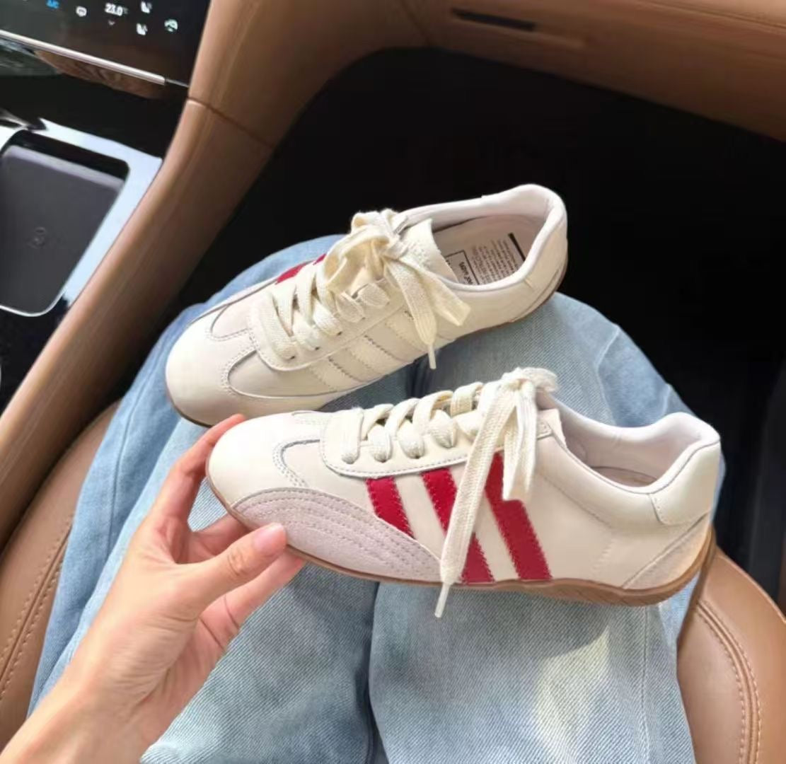 【R9135-3】🔅精选预售款🔅 高质量韩系街头风复古真皮经典三条杠阿甘鞋子 ❤️