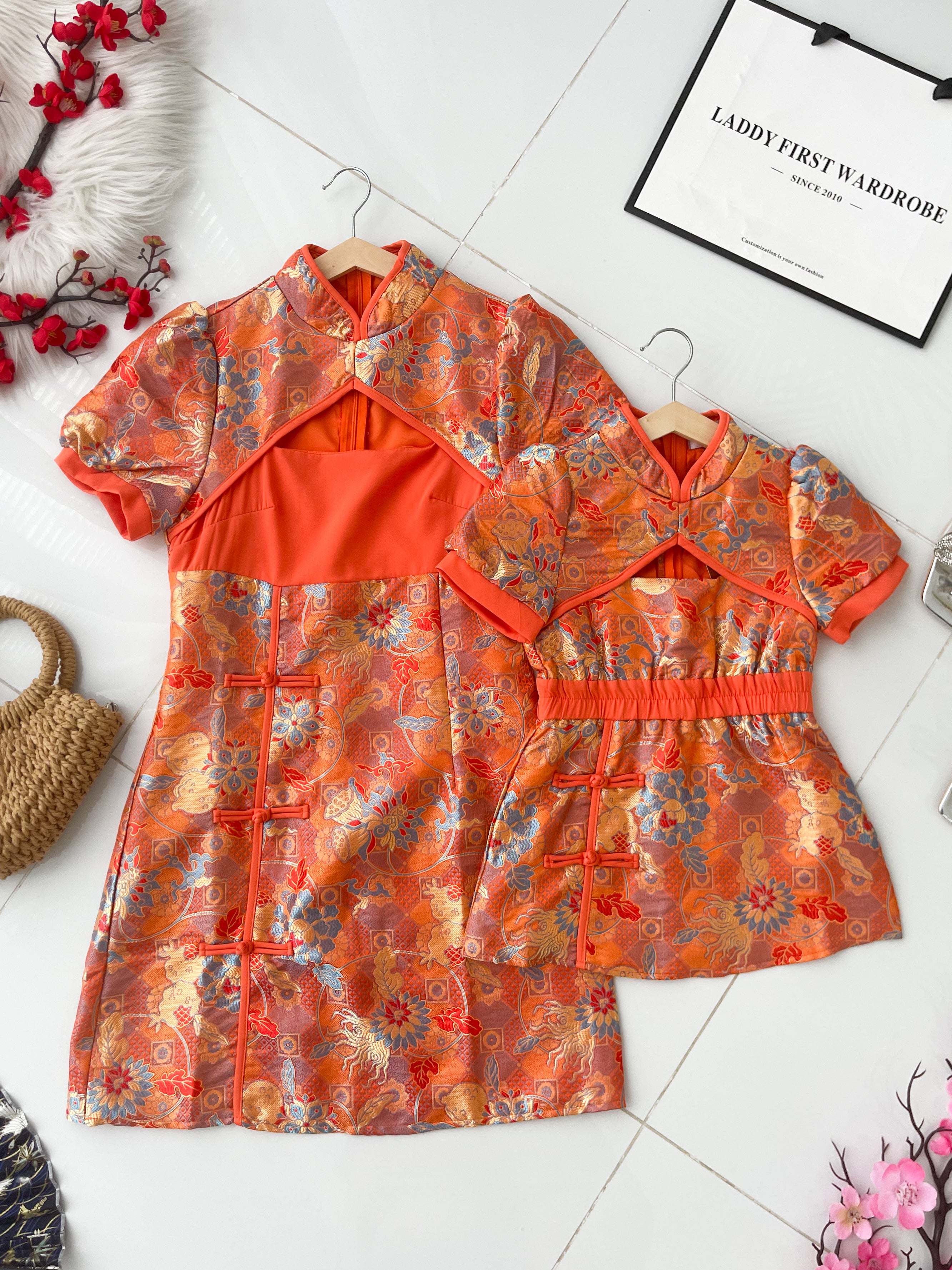 【D1027】高品质【女装】高端贵气国风显腰提花旗袍连身裙子 ❤️❤️【B-R1-C1】