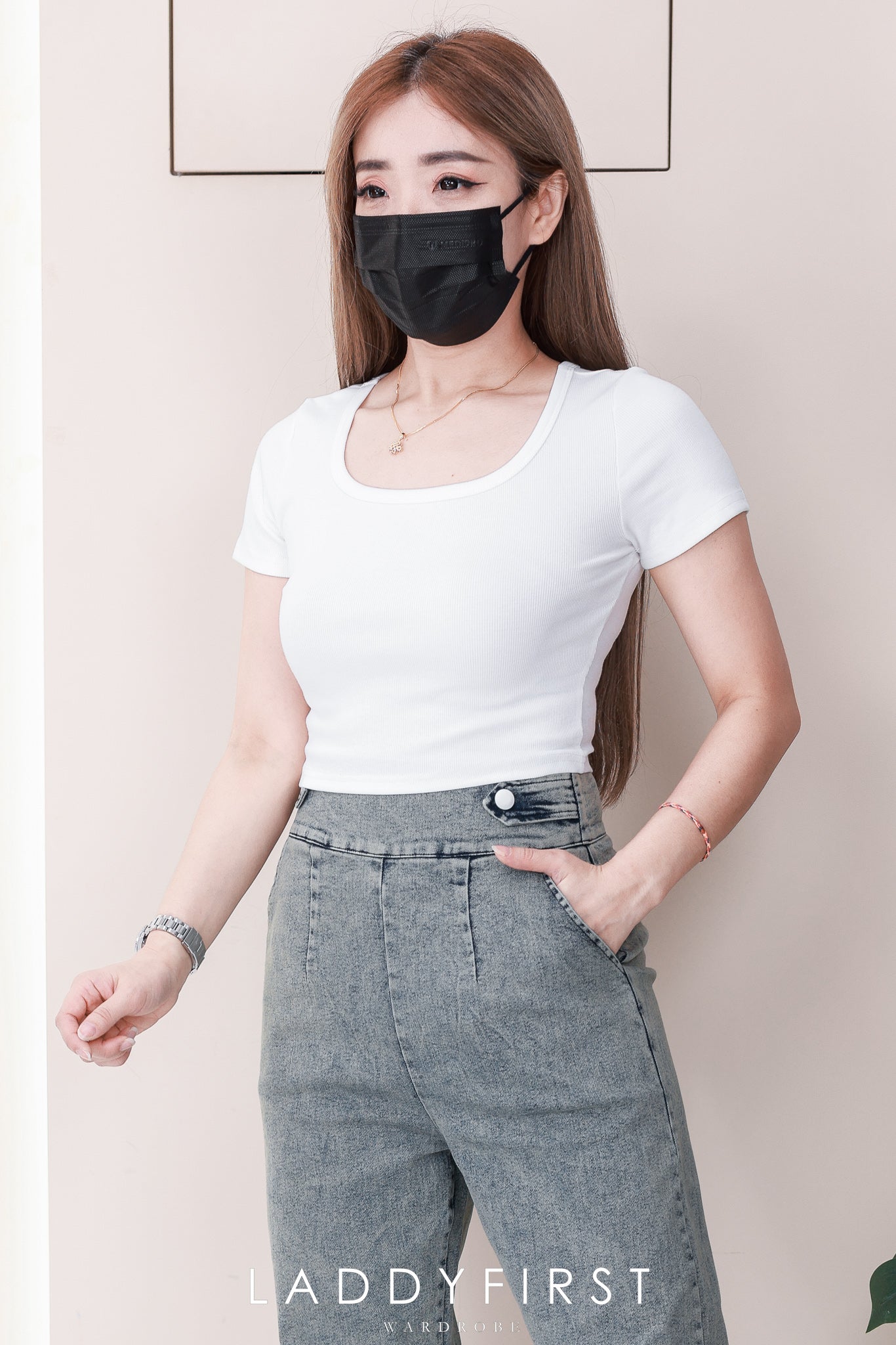 【L6754】高品质COTTON JEANS牛仔弹力老爹百搭九分长裤❤️❤️