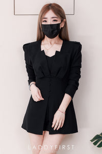 【D71113 / 37555】高品质高级感简约时尚西装长袖连身裤裙 ❤️❤️ 【B-R1-C4】