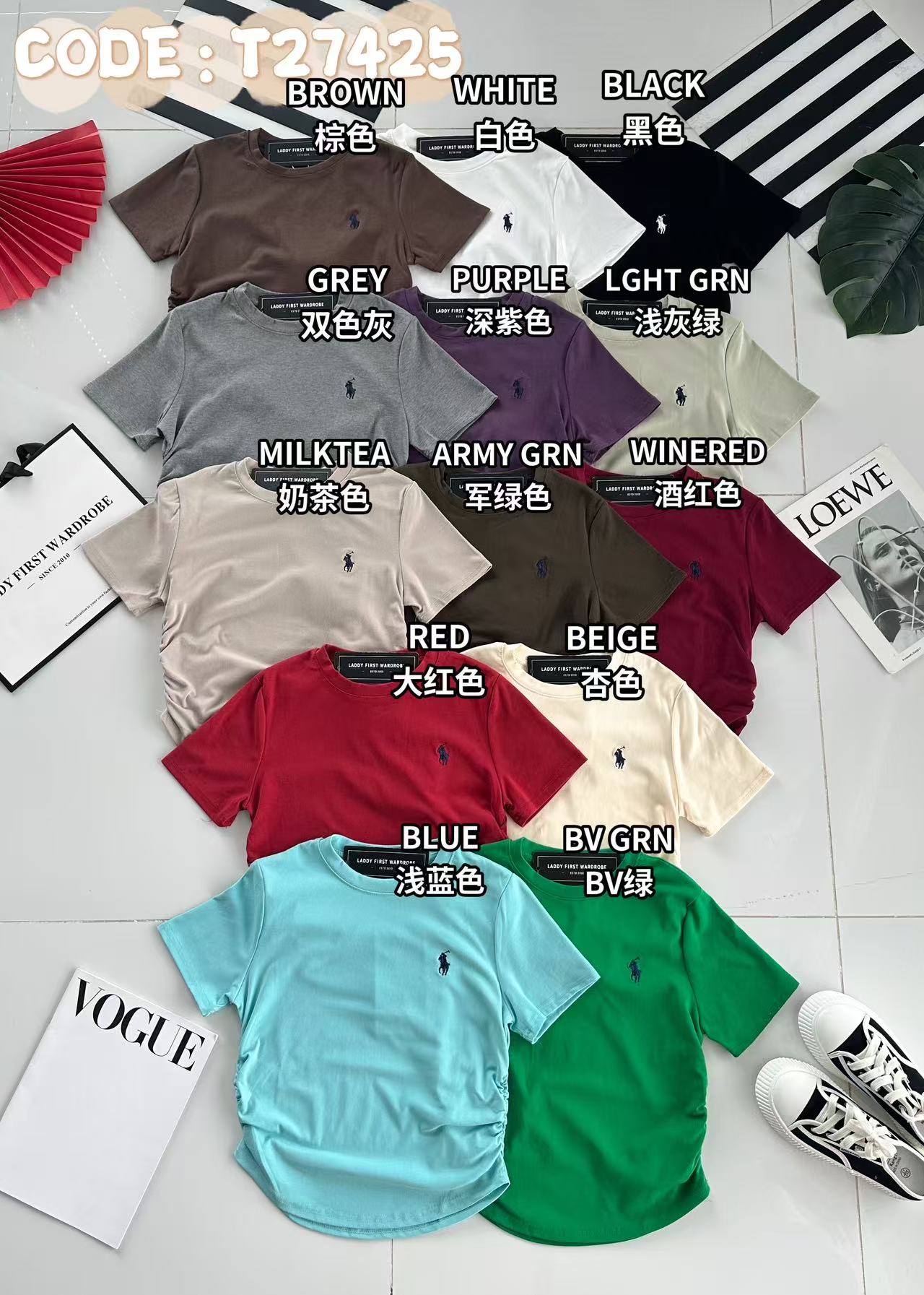 【T27425】高品质polo刺绣logo圆领短袖修身版型纯棉弹力休闲百搭上衣 ❤❤