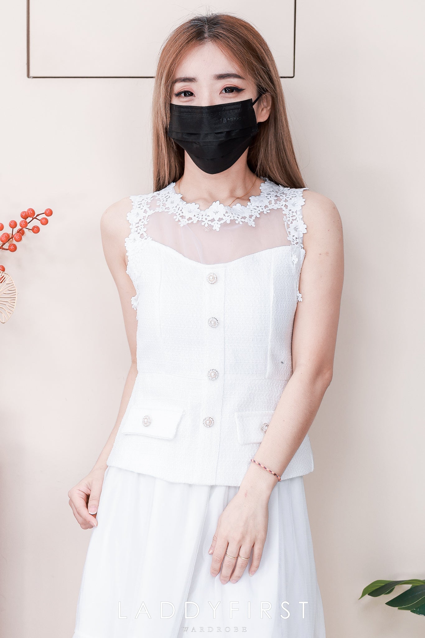 【SS6636】高品质两件式韩式轻奢风时尚套装 小香风上衣➕松紧腰弹力蛋糕网纱长裙 ❤️❤️