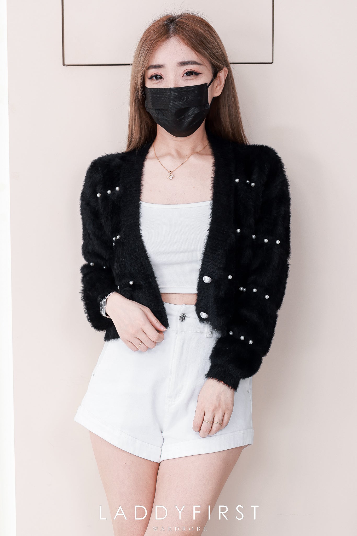 【JK6780】高品质舒服柔软细腻钉珠毛毛长袖外套 ❤❤