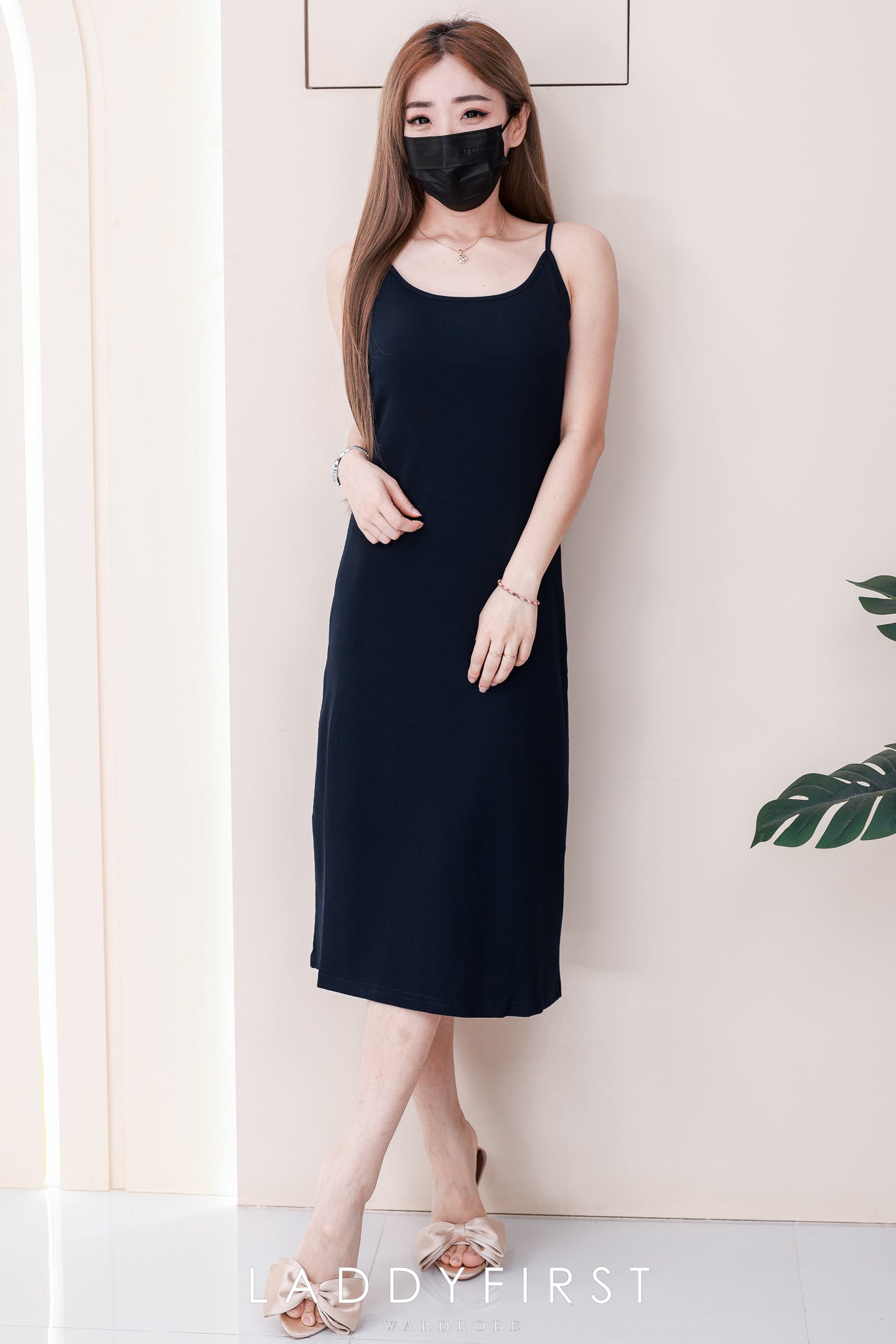 【D82702】高品质带胸垫自调无袖肩带螺纹弹力慵懒休闲风百搭连身裙子 ❤❤