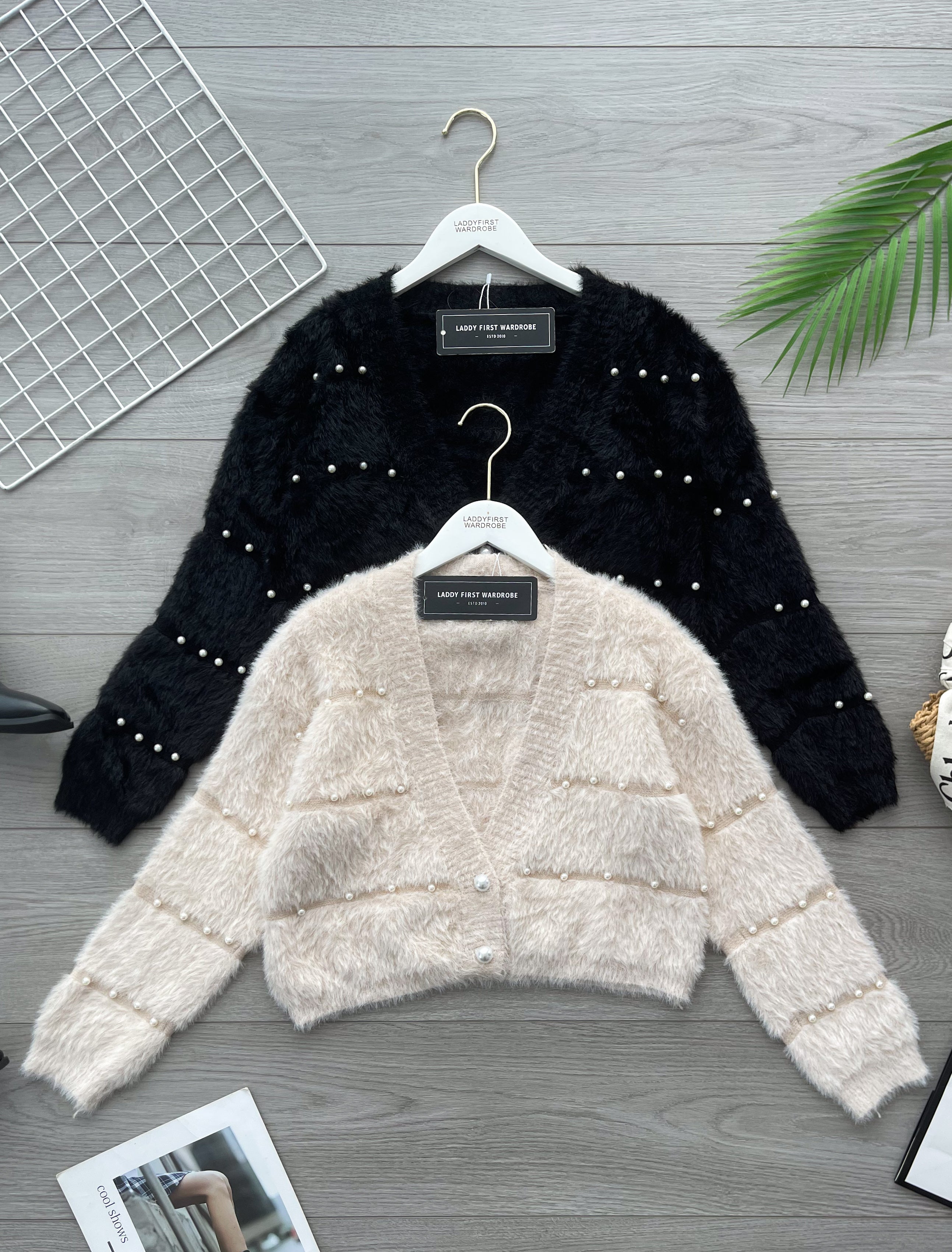 【JK6780】高品质舒服柔软细腻钉珠毛毛长袖外套 ❤❤