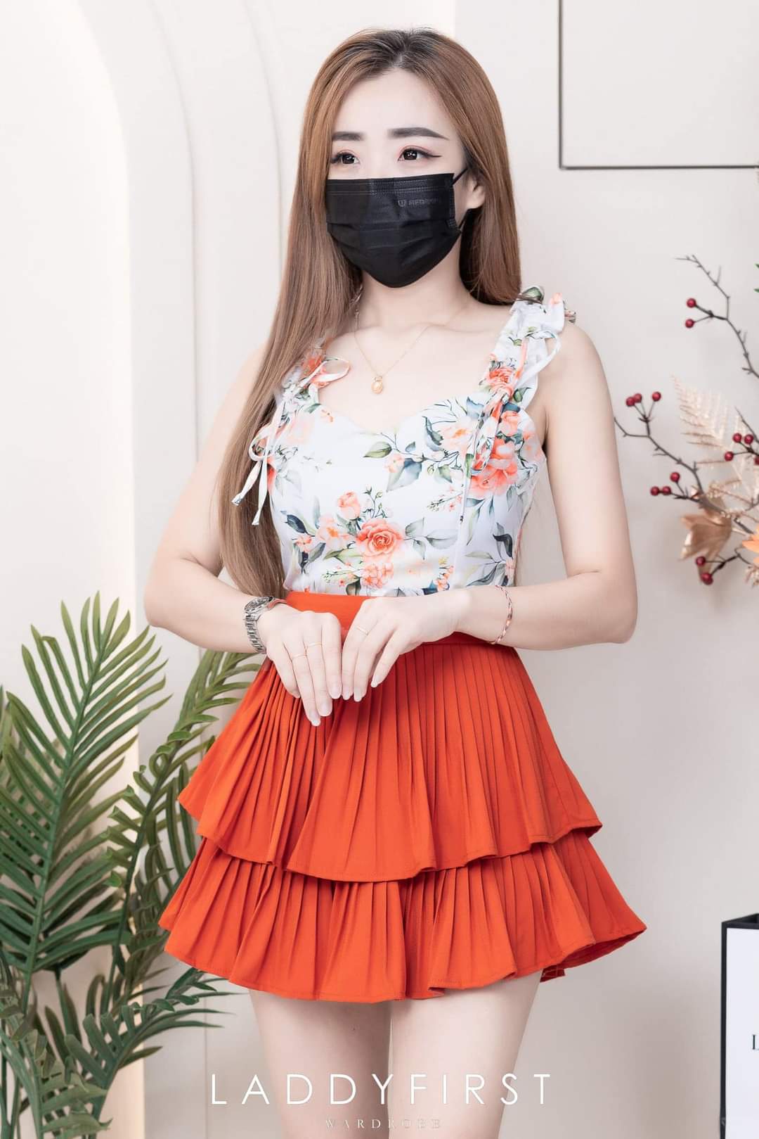 【S68114】【独家小圆饼】双层蛋糕百褶荷叶边高腰显瘦西装裙子，内层里布短裤【B-R1-C2】