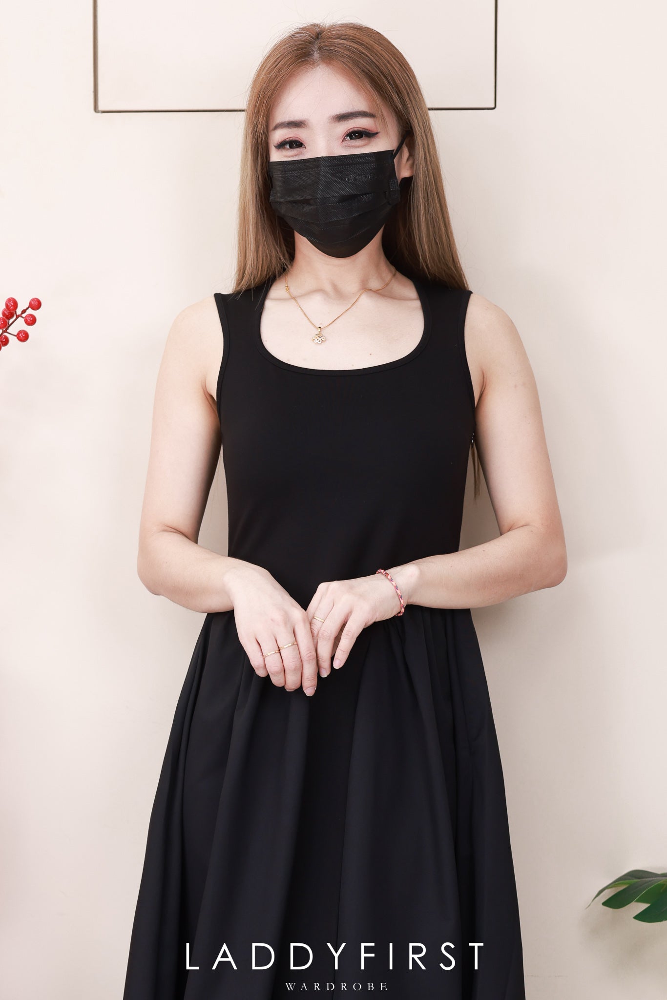 【D111037】高品质罗马弹力上衣拼接西装无袖连身长裙 ❤❤【B-R1-C2】