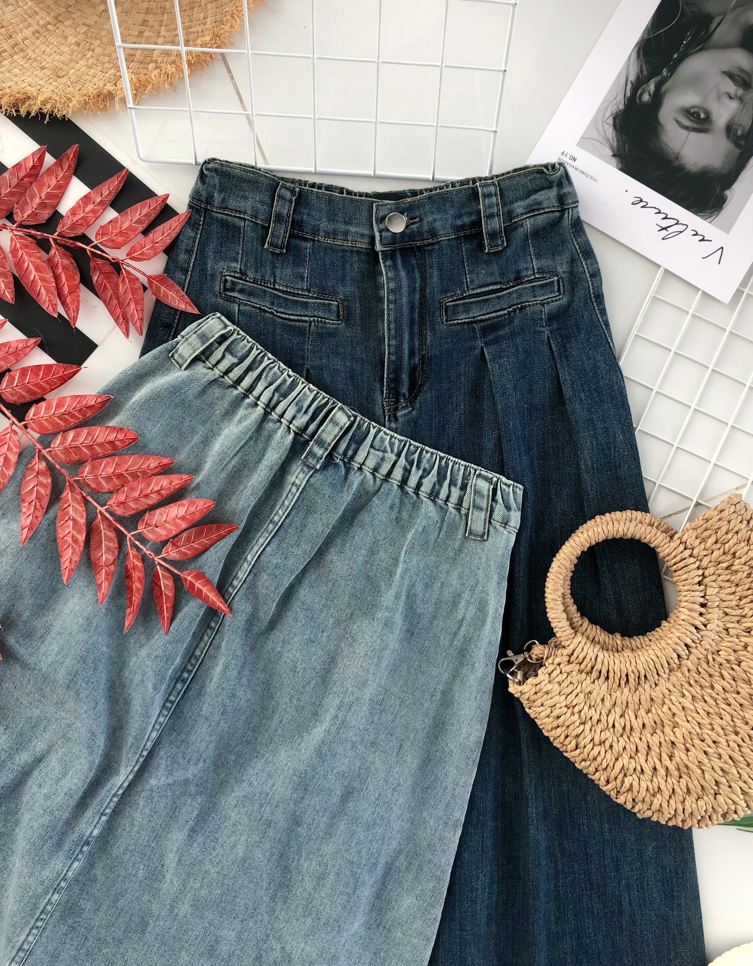 【L7172】高品质韩版百搭休闲简约中长款牛仔长裙，有口袋 ❤️❤️