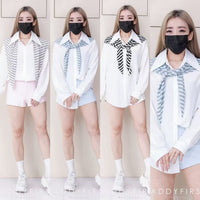 【SS88322】高品质韩版衬衫套装 翻领长袖衬衫上衣➕卫衣棉高腰百搭短裤，有口袋 ❤️❤️ 【B-R1-C6】