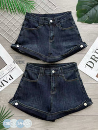 【S4629】高品质Cotton Jeans弹力牛仔百搭折边纽扣短裤 , 有口袋 ❤️