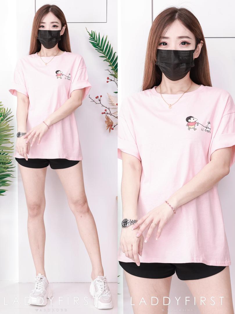 【O6614】高品质蜡笔小新圆领短袖宽松休闲 Oversized 上衣❤❤