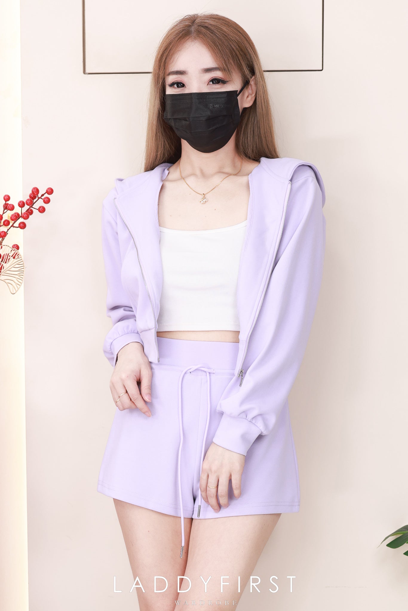 【SS3530】独家爆款高品质纯棉连帽简约休闲运动装百搭套装 连帽长袖上衣➕松紧腰弹力百搭短裤 ❤️❤️