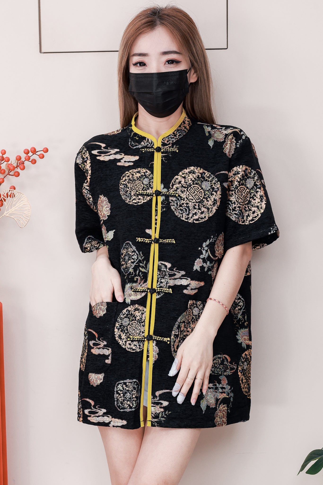 【T2608】高品质高贵贵气男女同款提花唐装旗袍上衣，有口袋 ❤❤