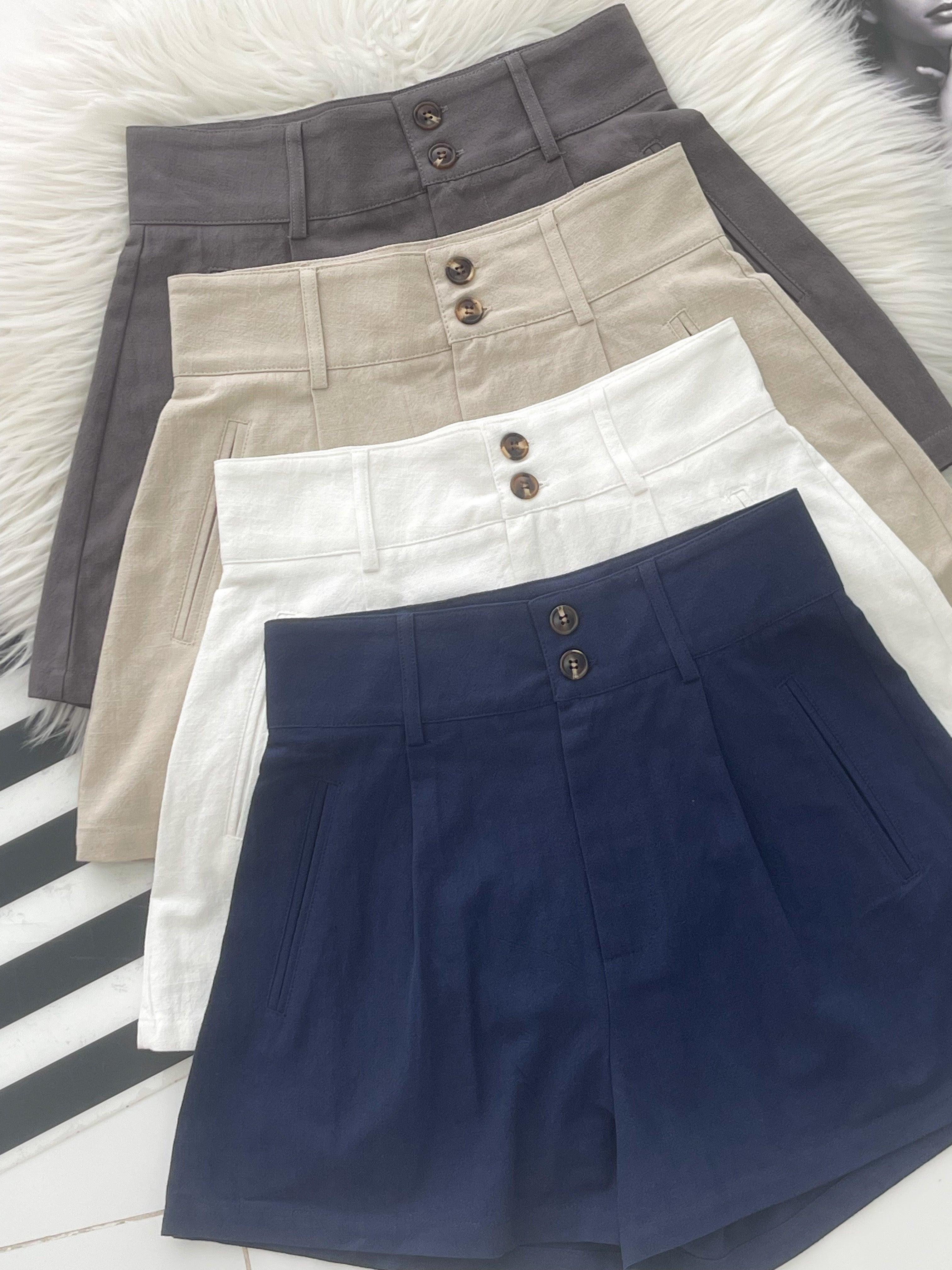 【S2784】高品质版型高腰显瘦棉麻时尚日常百搭短裤，有口袋 ❤️❤️