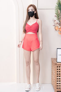 【T3358】V领小皱褶设计细带无袖纯棉弹力内搭上衣 ❤❤【A-R2-C2】