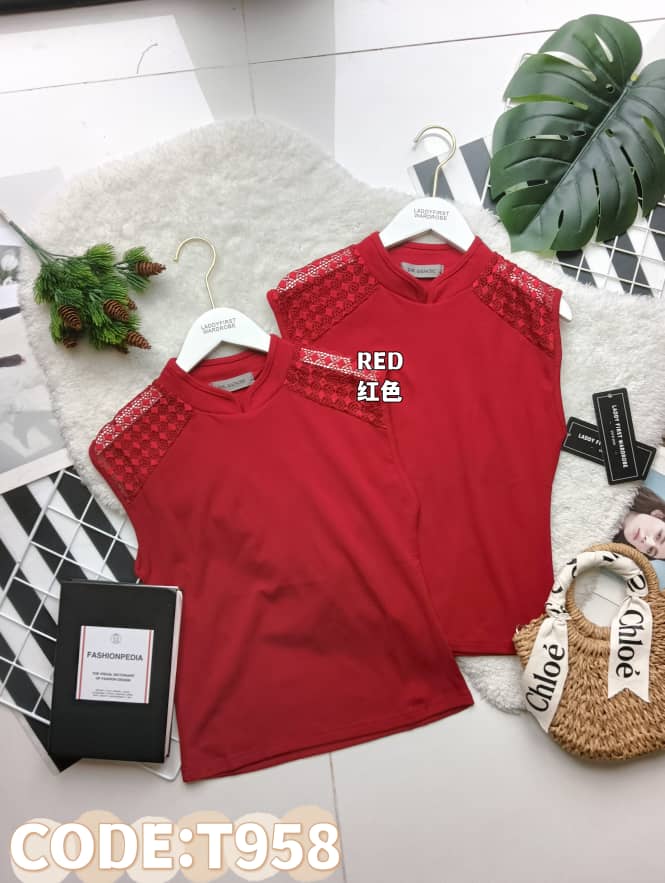 【T958】高品质蕾丝拼接纯棉无袖百搭上衣 ❤️❤️