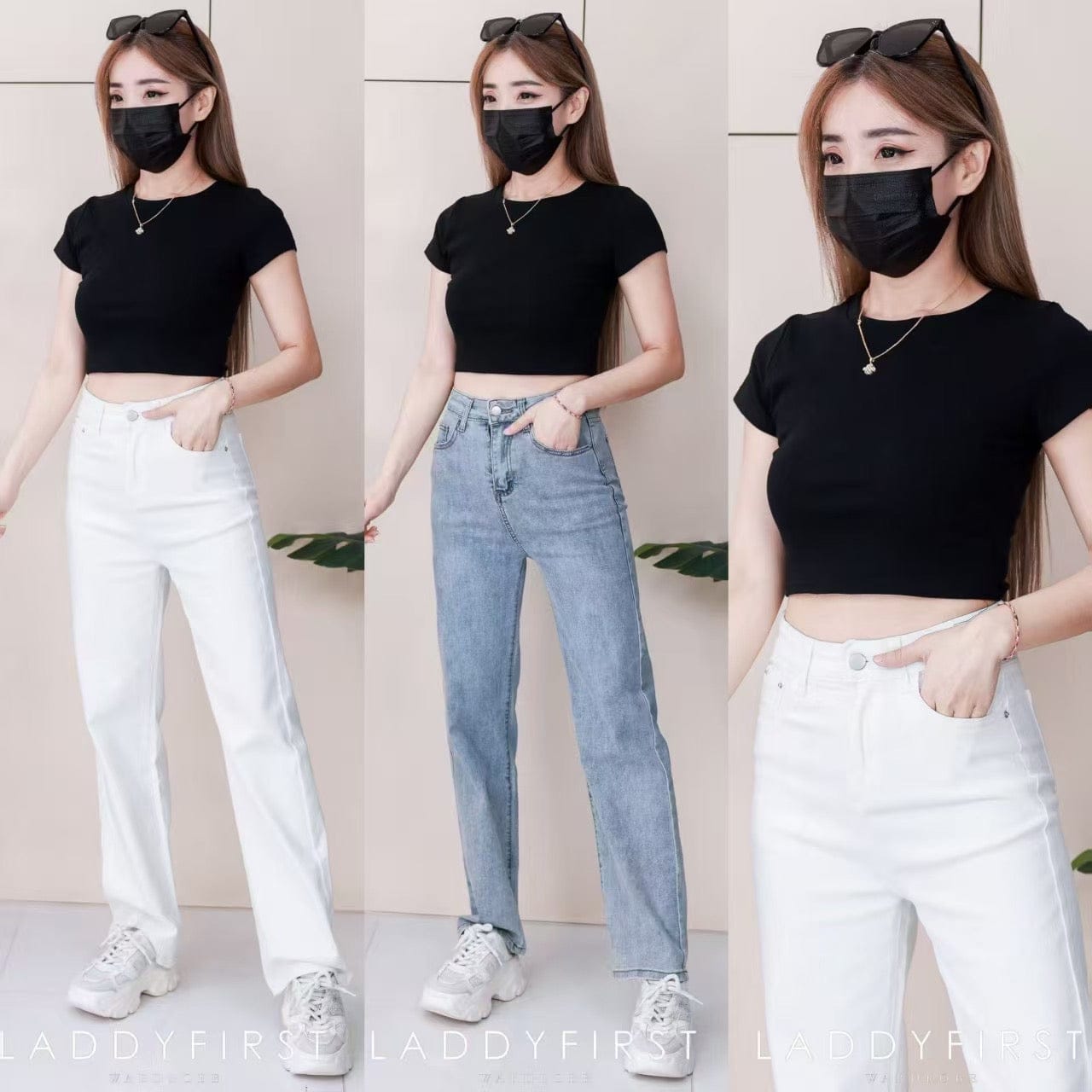 【L5045-1】⚡补货预订款⚡独家爆款高品质高腰显瘦牛仔窄脚长裤，有口袋 #COTTON弹力牛仔面料 ❤️❤️