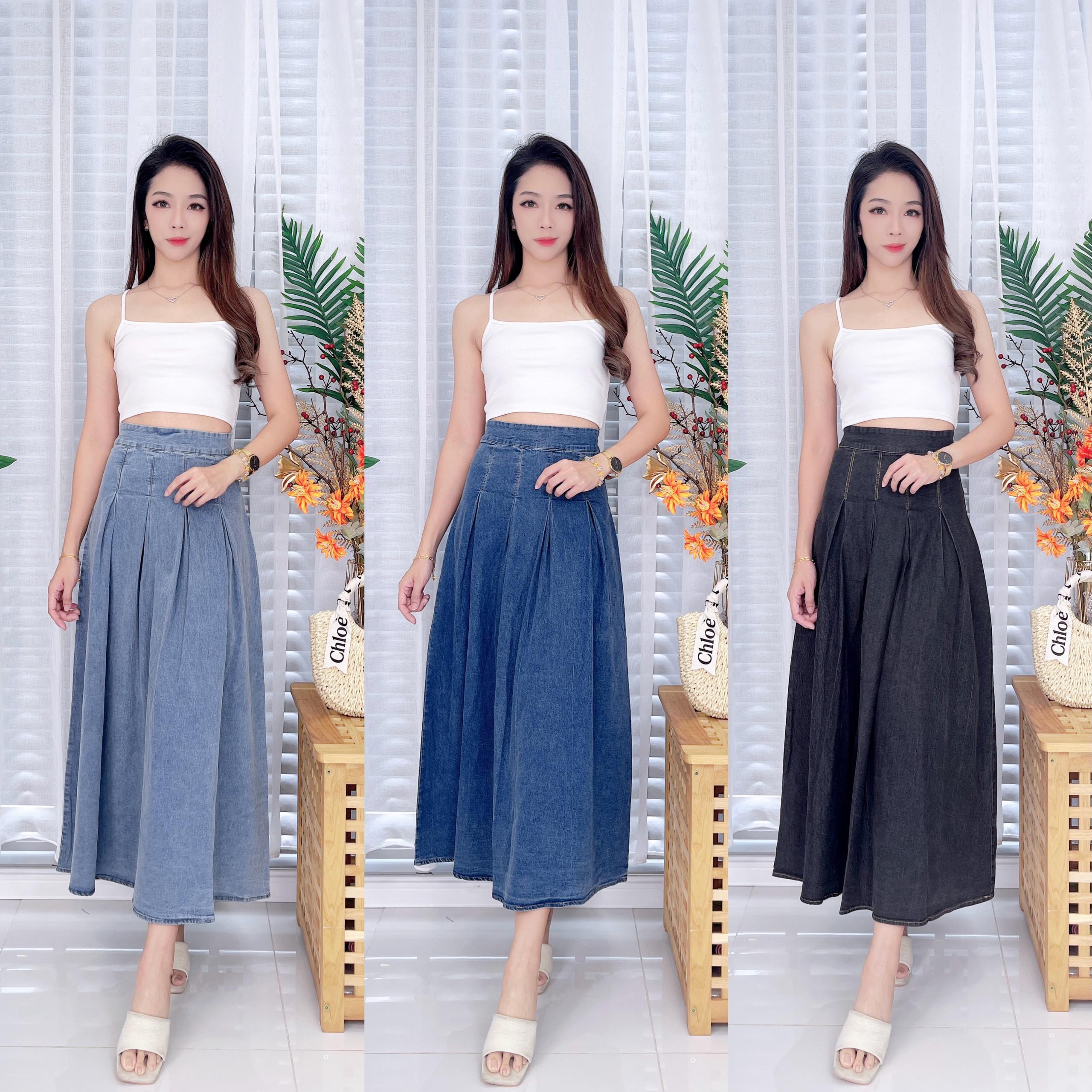 【L121388】韩版气质牛仔大摆裙高腰百搭长裙 ❤️❤️