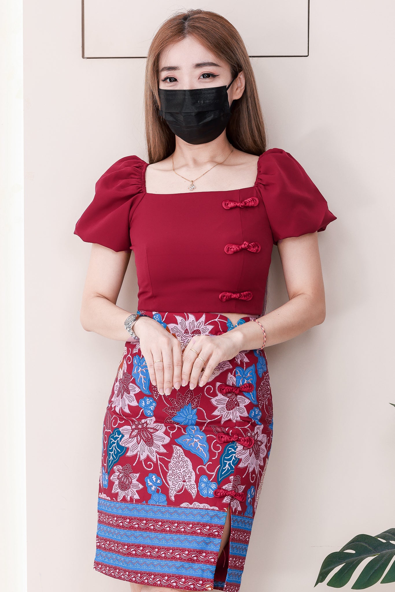 【SS19324】独家爆款高品质两件式高档旗袍套装 唐装旗袍上衣➕中国结高腰裙子 ❤️❤️