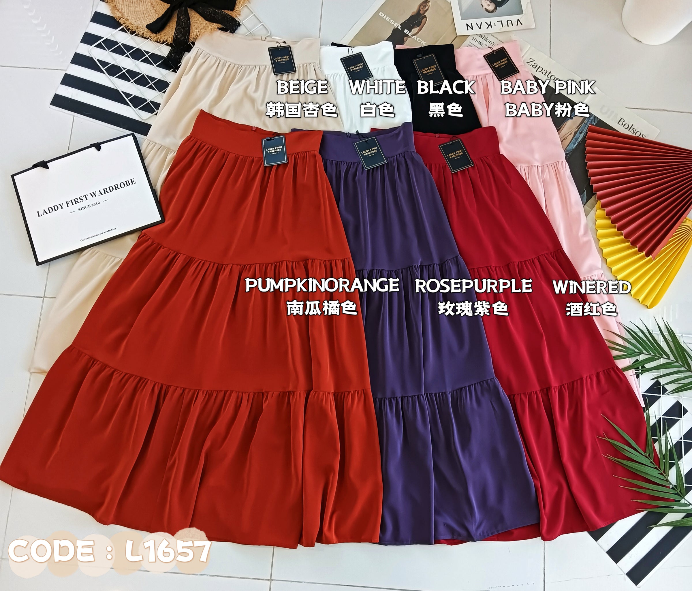 【L1657】【网站福利款✨】独家爆款百褶蛋糕西装垂感大摆韩版长裙【A-R3-C4】