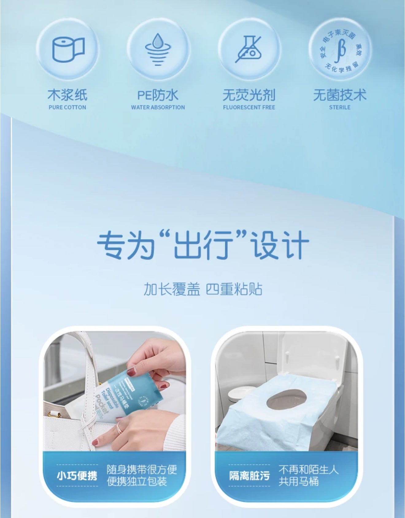 【DG6165】🇨🇳 代购1.0 🇨🇳 旅行必备独立包装双层加厚全覆盖一次性马桶垫 ❤️
