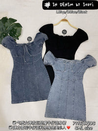 【D7113】高品质COTTON JEANS极简简约雪花牛仔连身裙子 ❤❤【B-R1-C5】