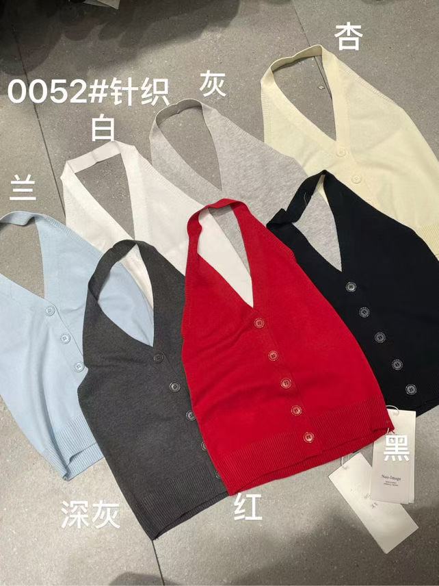 【T0052】高品质V领针织弹力挂脖百搭上衣 ❤️❤️